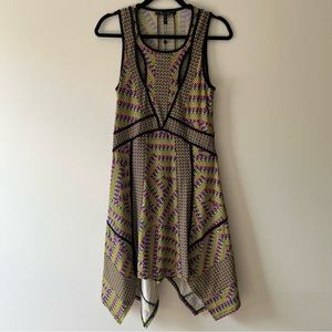 NWT BCBG Max Azria Geometric Print Asymmetrical Shark Bite Hem Dress
